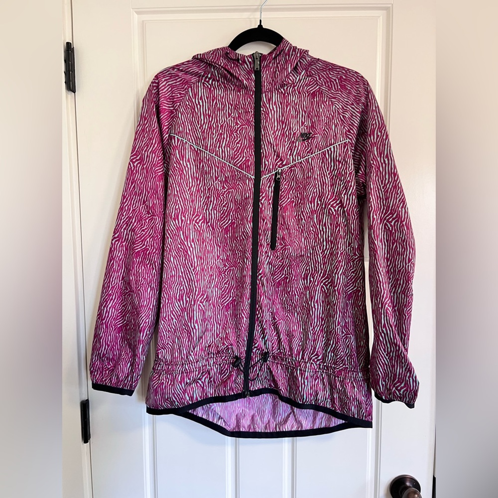Nike Windrunner Jacket with Hood in Purple and Mint Zebra